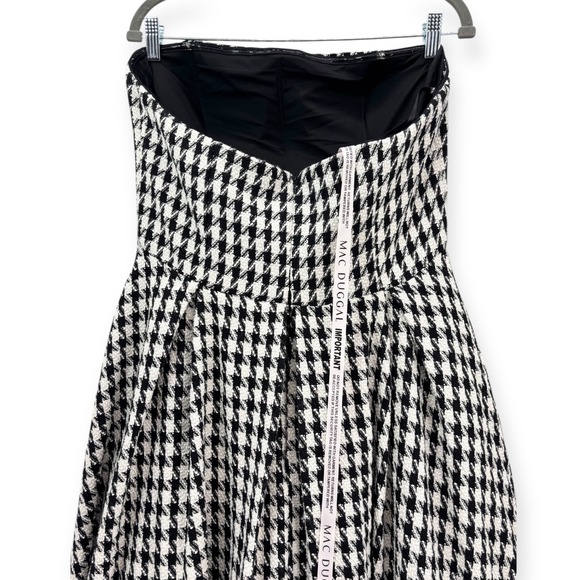 NWT Mac Duggal Ieena‎ Black White Strapless Boucle A Line Midi Dress W/3D Flower - Picture 12 of 15